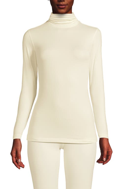 Lands' End Baselayer Cozy Thermaskin Turtleneck Top In Fresh Ivory