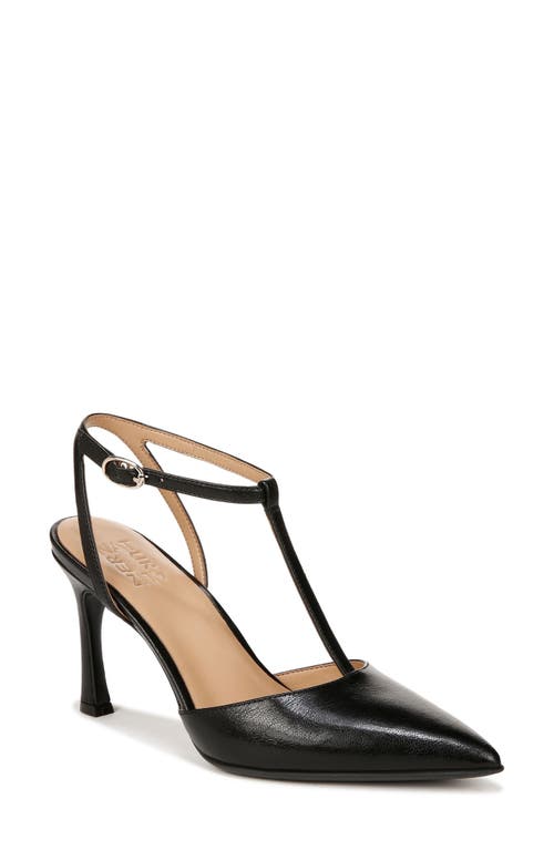 Naturalizer Astrid T-Strap Pointed Toe Pump Black Leather at Nordstrom,