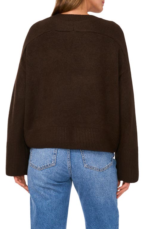Vince Camuto Raglan Wide Sleeve Crewneck Sweater In Chocolate