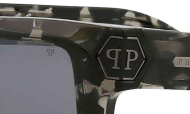 Shop Philipp Plein 53mm Square Sunglasses In Black Havana Smoke