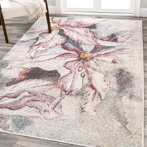 Jonathan Y Giglio Modern Botanical Flower Area Rug In Pink/gray