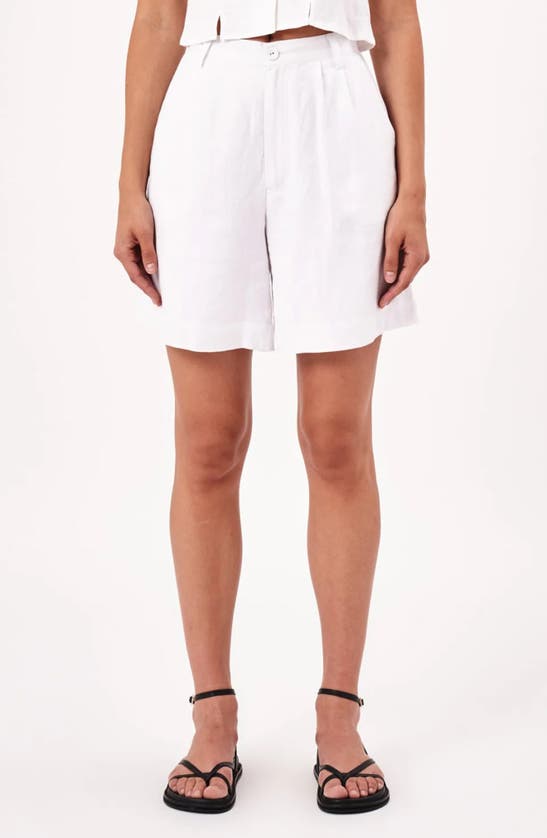 Shop Rolla's Horizon High Waist Linen Blend Shorts In White