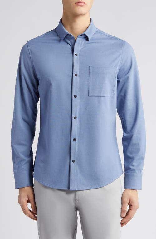 Nolan Solid Performance Snap-Up Shirt in Blue
