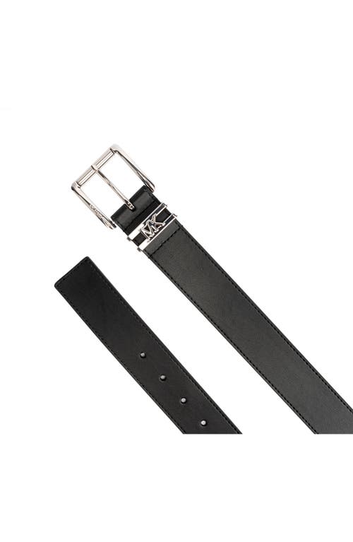 Michael Michael Kors Leather Belt In Black/silver