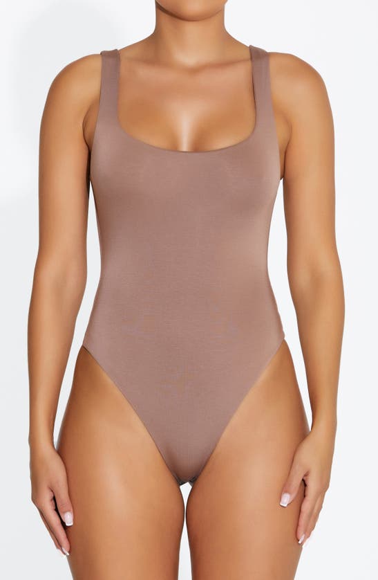 Naked Wardrobe Scoop Neck Bodysuit In Coco