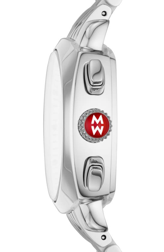 Shop Michele Ascalon Diamond Bracelet Watch, 40mm In Silver