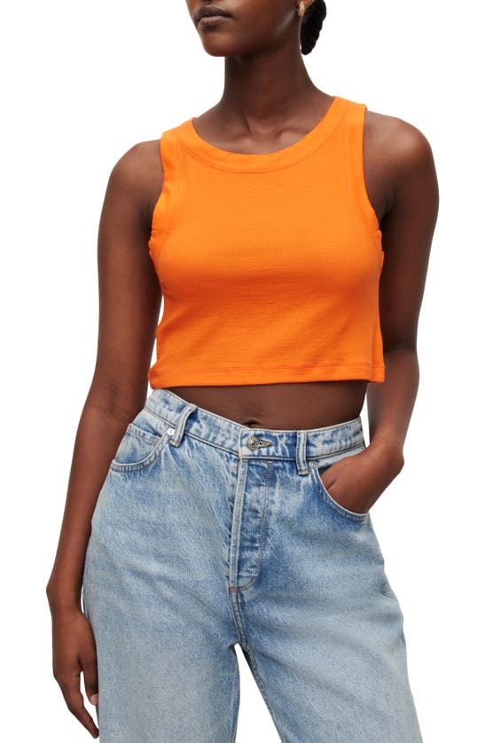 Allsaints Womens Pop Orange Rina Cropped Woven Top