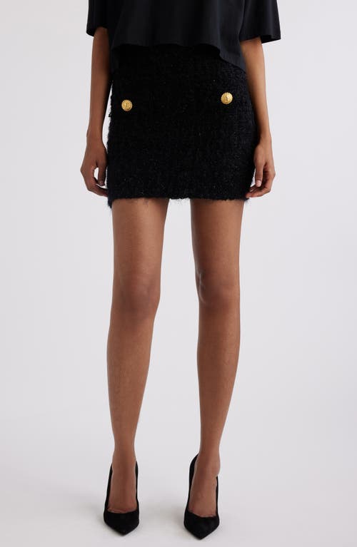 Shop Balmain Maze Monogram Tweed Miniskirt In 0pa Black