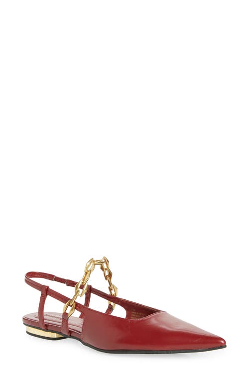 Shop Open Edit Olympia Snakeskin Embossed Slingback Flat In Red Dahlia