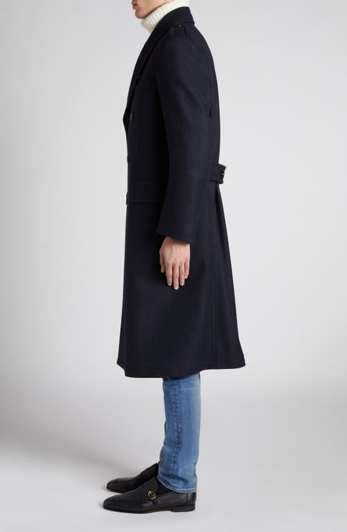 Tom Ford Officer Wool Herringbone Coat In Combo Black/blue