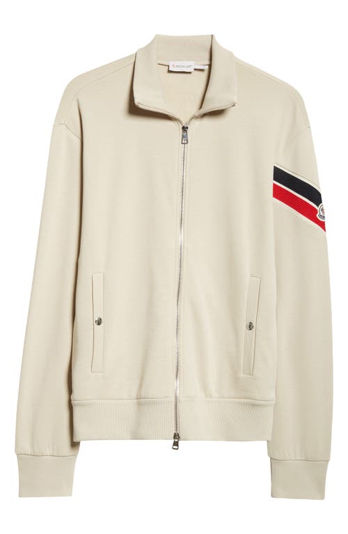 Shop Moncler Logo Armband Cotton & Nylon Jacket In Natural