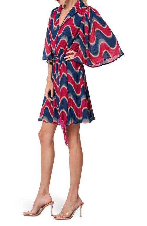 Shop Ciebon Juni Wave Print Dress In Navy/berry