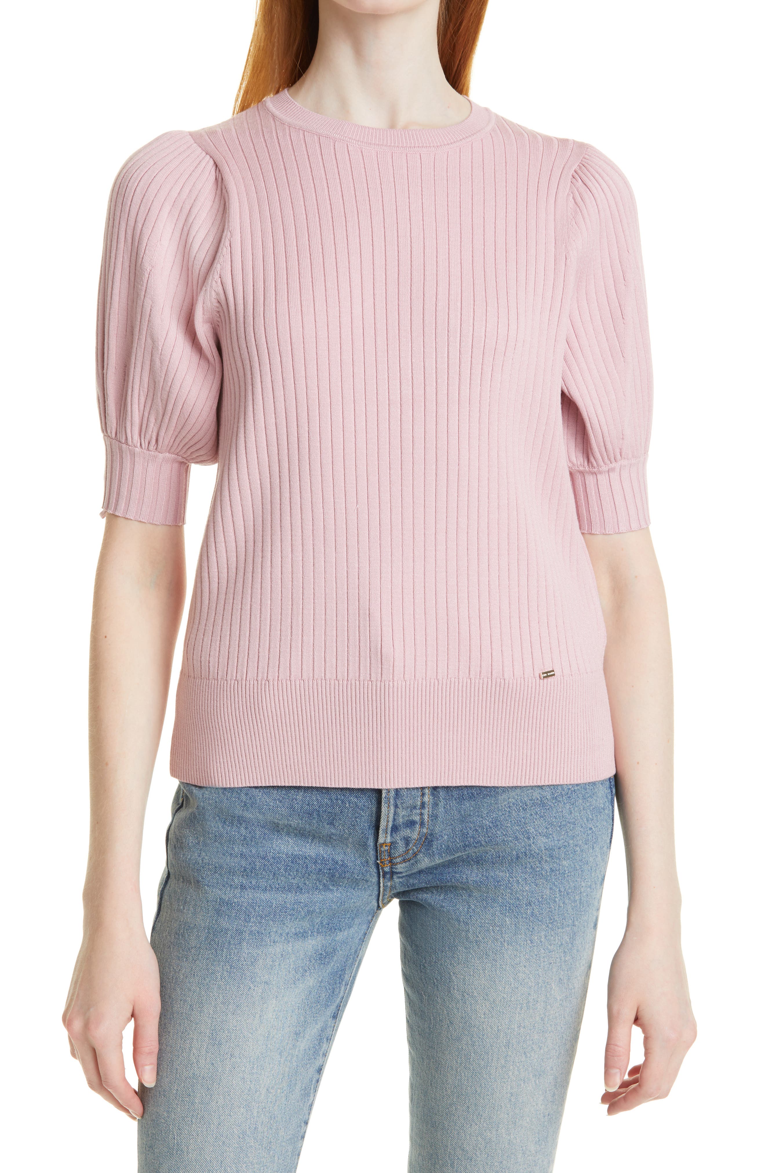 short sleeve puff sleeve sweater