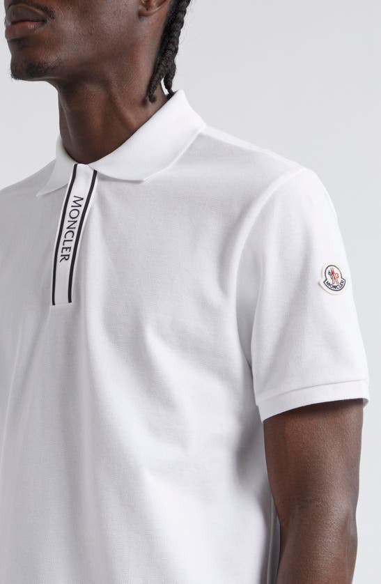 Shop Moncler Short Sleeve Cotton Polo In White