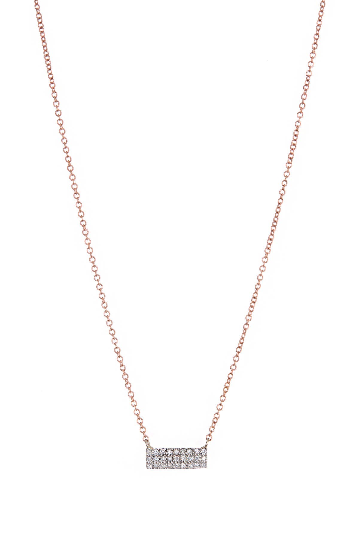 Meira T 14k Rose Gold Pave Diamond Bar Pendant Necklace
