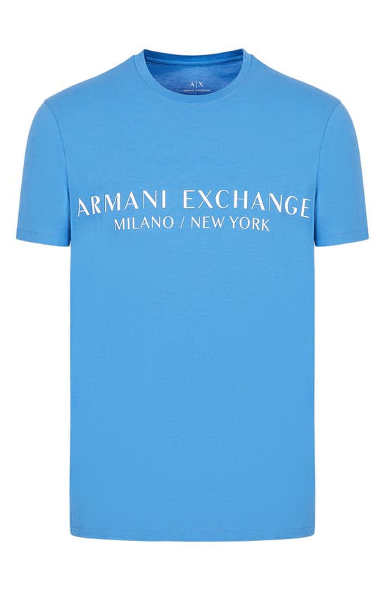 Armani Exchange Milano/new York Logo Graphic Tee In Palace Blue