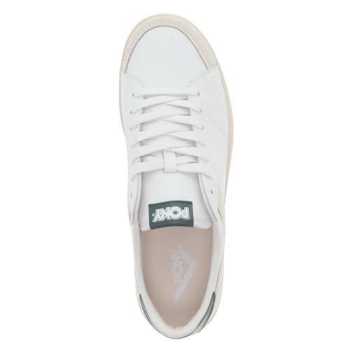 Pony Mens M-pro Low Lux Genuine Leather And Suede Premium Lace Up Athletic Sneaker Shoe In White/green/oatmeal
