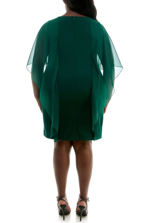Nina Leonard Popover Chiffon Sheath Dress In Emerald
