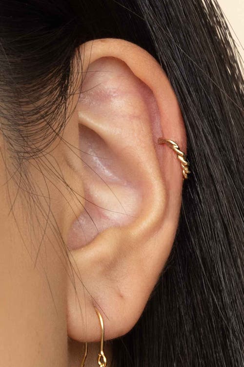 Oradina Women's 14k Yellow Gold With A Twist Ear Cuff In Yellow Gold