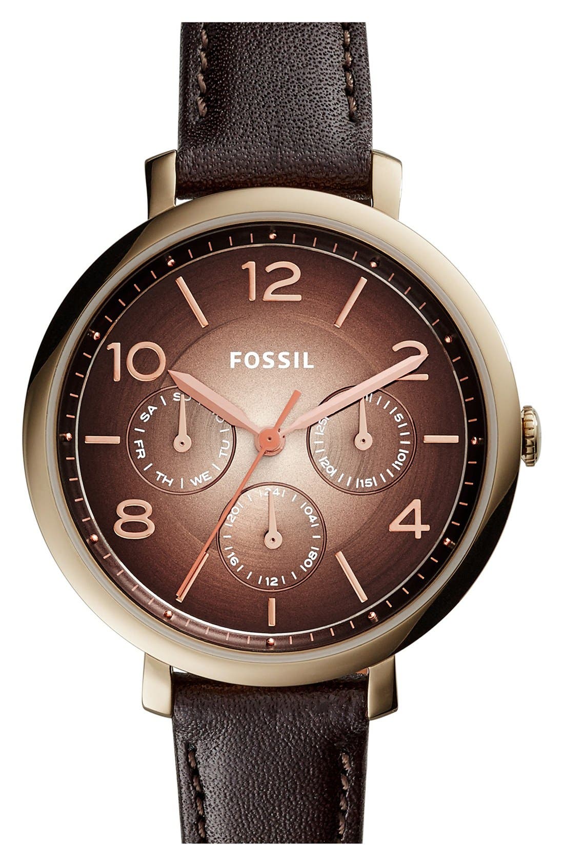 Fossil 'Jacqueline' Chronograph Leather Strap Watch, 36mm Nordstrom