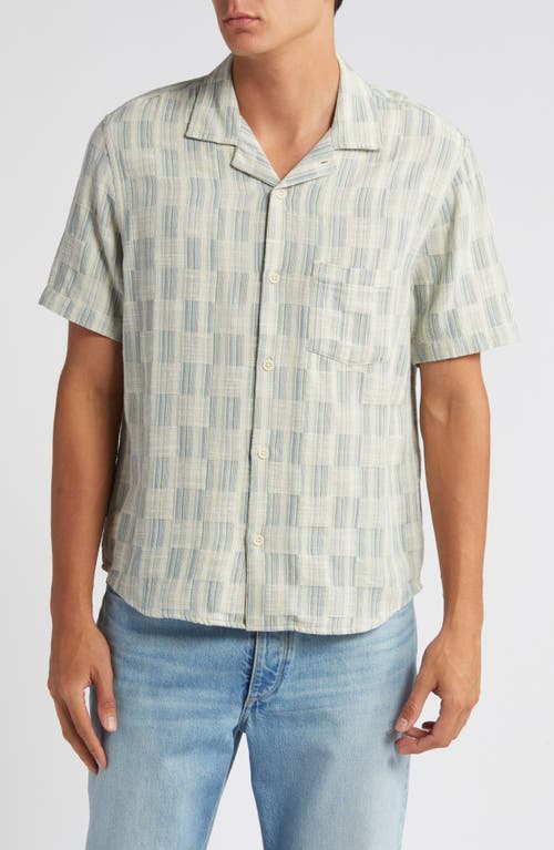 Shop Corridor Check Jacquard Short Sleeve Cotton Button-up Shirt In Blue