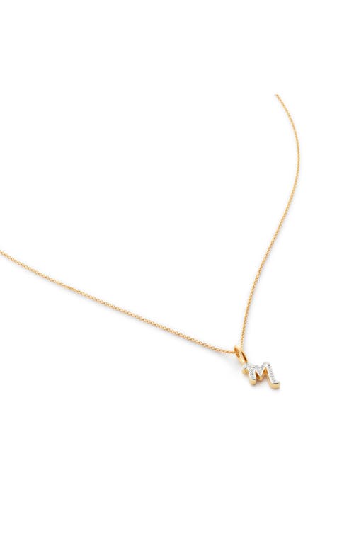 Diamond Alphabet Pendant Necklace in 18Ct Gold Vermeil Sterling M