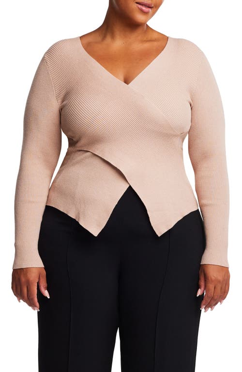 Wrap It Up Crossover Rib Sweater in Latte