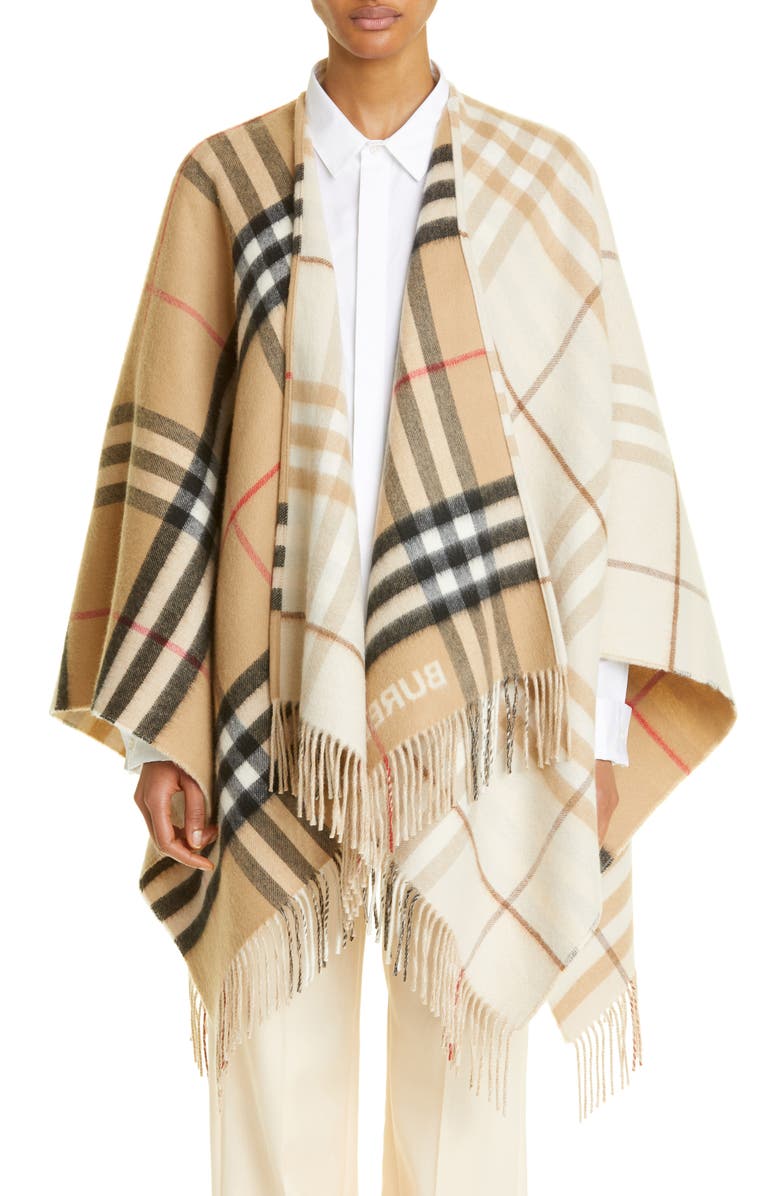 Burberry Giant Split Check Wool & Cashmere Cape | Nordstrom