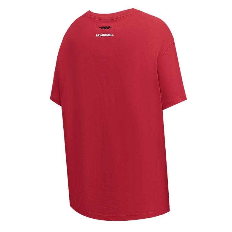 Pro Standard Cardinal Arkansas Razorbacks Script Tail Oversized Boyfriend T-shirt In Cardinal