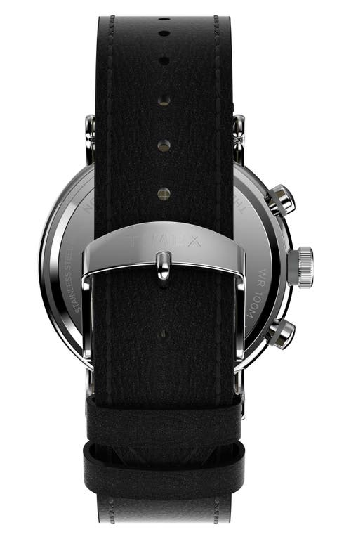 Timex ® Waterbury Standard Chronograph Leather Strap Watch, 43mm In Black