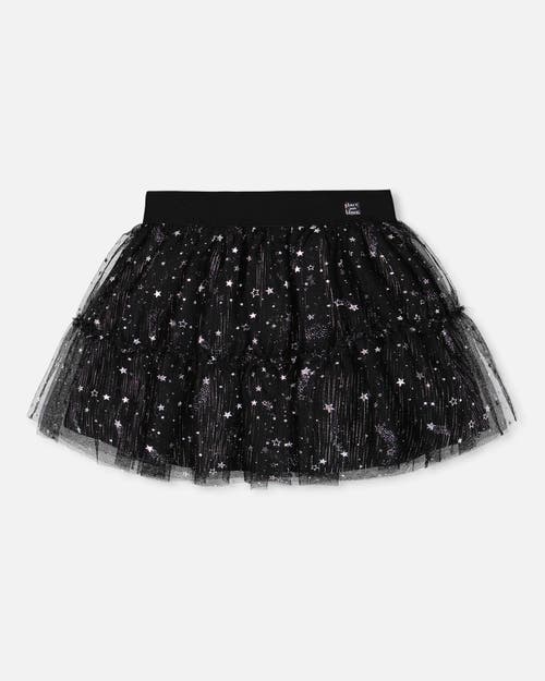 Deux Par Deux Kids'  Little Girl's Glittering Tulle Skirt Black In Anthracite