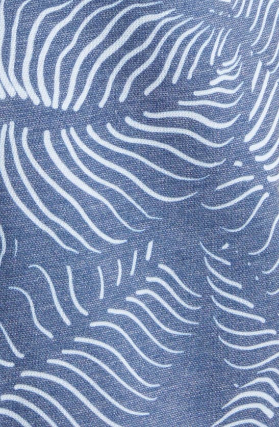 Shop Fundamental Coast Wilshire Sagebrush Leaf Print Short Sleeve Stretch Button-up Shirt In Maui Blue