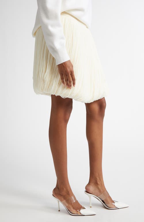 Shop Alaïa Fringes Bubble Hem Wool Skirt In Blanc Casse