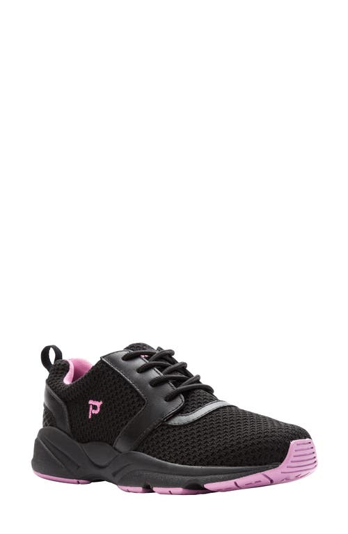 Propét Stability X Sneaker in Black/Berry Fabric