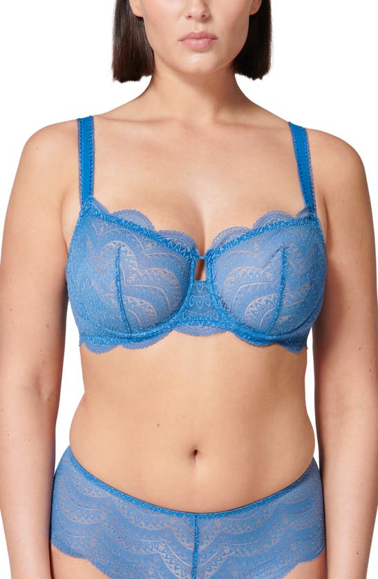 Shop Simone Perele Karma Underwire Lace Demi Bra In Myosotis Blue