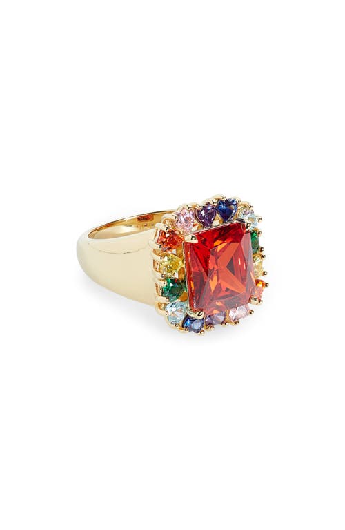 Judith Leiber Couture Small Heart Halo Ring in Rainbow