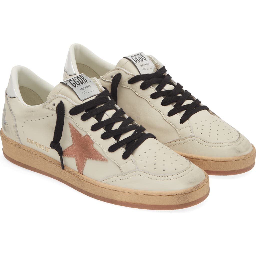 Golden Goose Ball Star Low Top Trainer In White/ash Rose