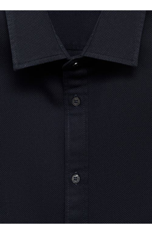 Mango Slim Fit Cotton Button-up Shirt In Dark Navy