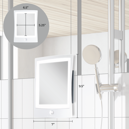 Zadro Fogless Lighted Shower Mirror With Mount & Rechargeable In White