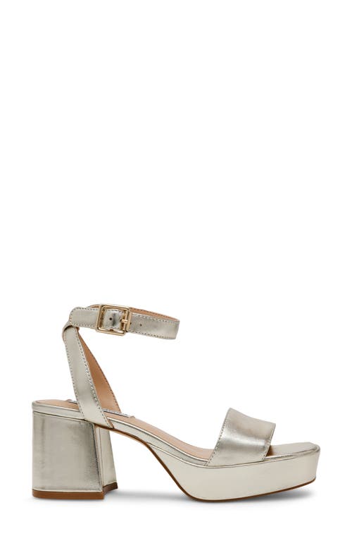 Shop Steve Madden Mercerr Ankle Strap Platform Sandal In Gold Leather