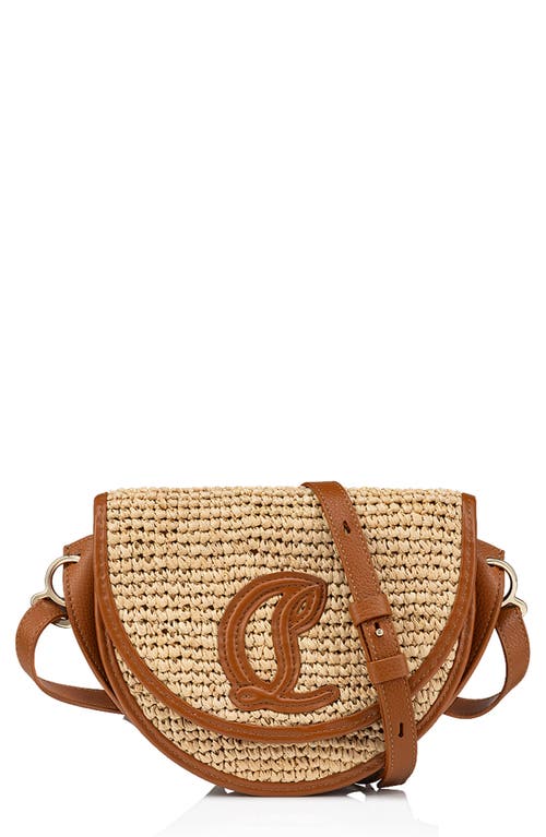 Shop Christian Louboutin By My Side Raffia & Leather Crossbody Bag In 6039 Natural/cuoio/cuoio