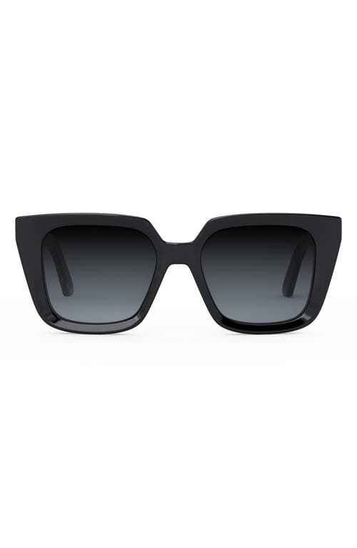 Dior 'midnight S1i 53mm Square Sunglasses In Shiny Black/gradient Smoke