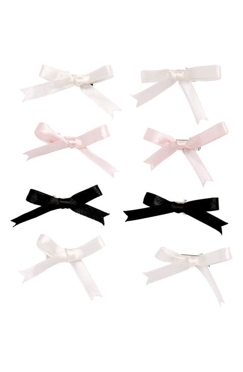 4-Pack Bow Hair Clips in White- Black- Pink