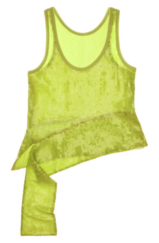 Helmut Lang Sequin Side Drape Tank In Parrot