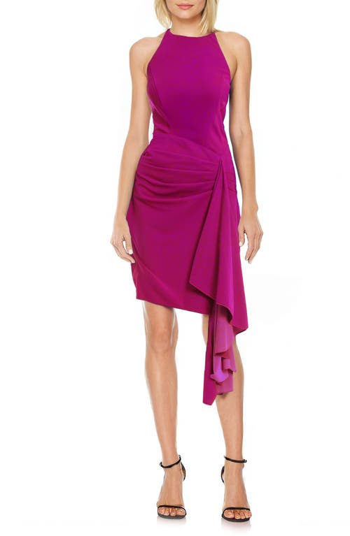 Shop Jewel Badgley Mischka Drape Detail Halter Neck Cocktail Dress In Magenta