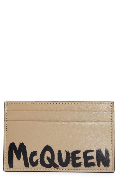 Alexander McQueen Graffiti Logo Leather Card Holder in Beige at Nordstrom