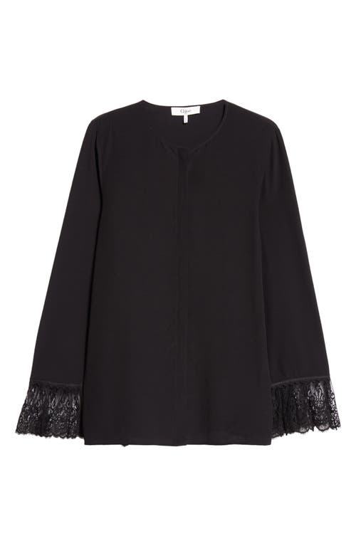CHLOÉ CHLOÉ LACE CUFF SILK CRÊPE DE CHINE SHIRT