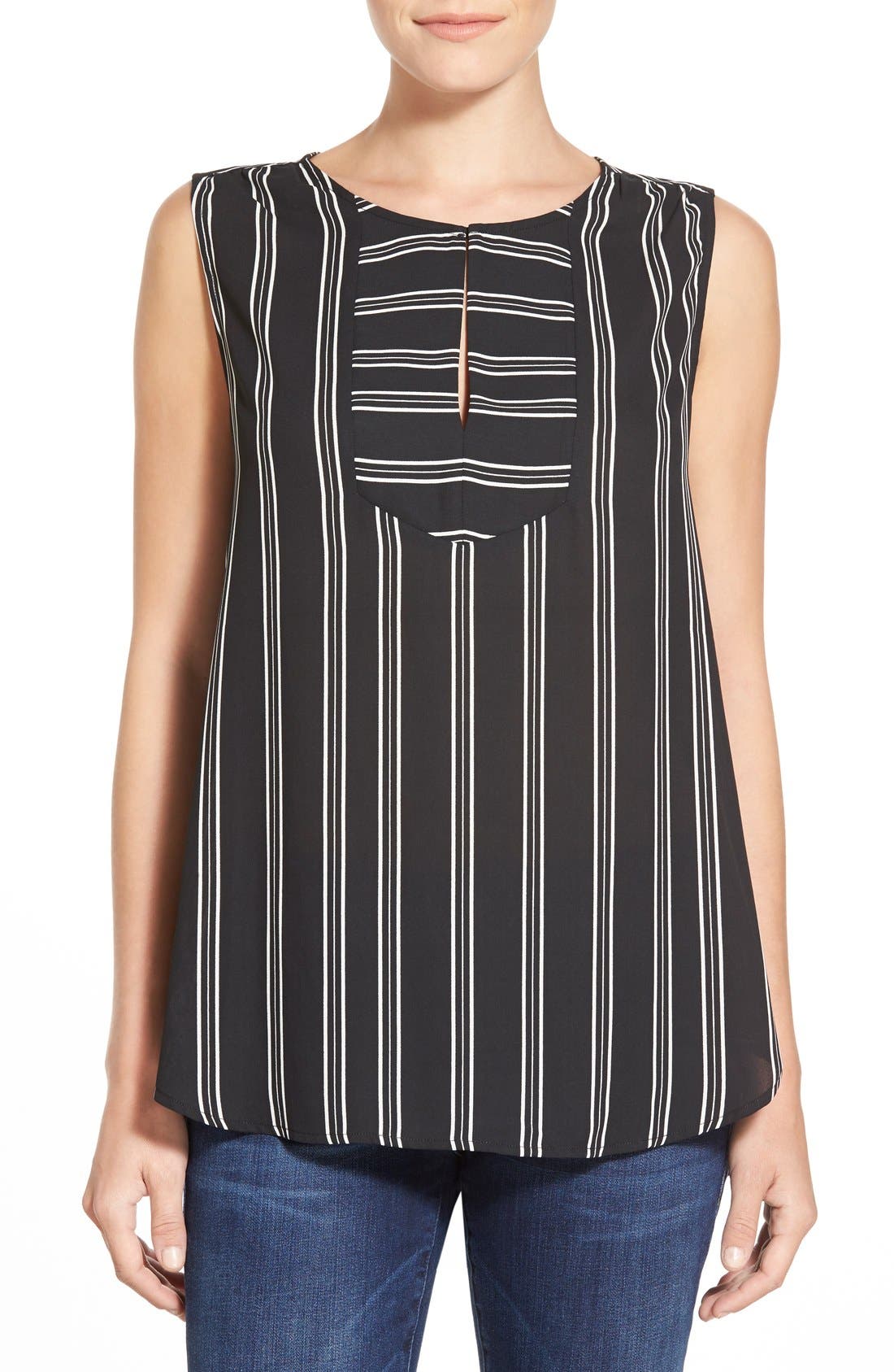 NYDJ Stripe Front Sleeveless Top Nordstrom