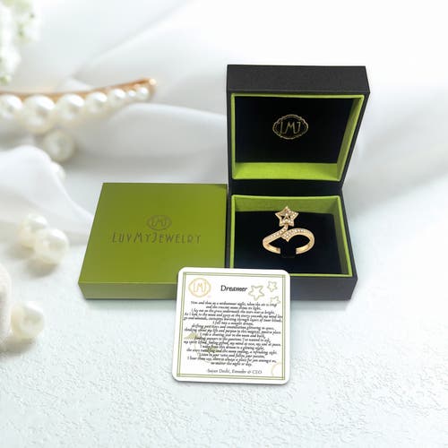 Luvmyjewelry Stars Entwined Sterling Silver Diamond Ring In 14kt Gold Vermeil On Sterling