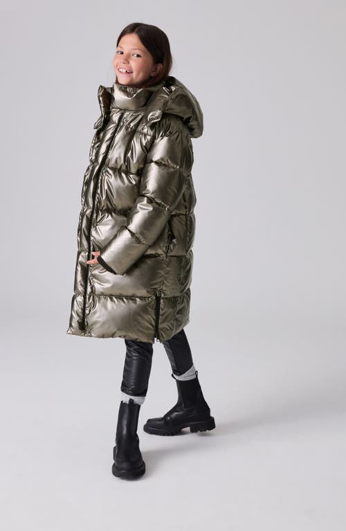 Shop Allsaints Sm By  Kids' Longline Hooded Puffer Jacket In Silver